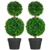 Lesli Double Ball Boxwoodl Topiary Trees | Set of 2 | Green 24"