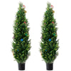 Tahya Cedar Topiary Tree | Set of 2 | Iron Frame | Green Poly Silk 60"
