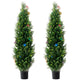 Tahya Cedar Topiary Tree | Set of 2 | Iron Frame | Green Poly Silk 60"