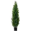 Tahya Cedar Topiary Tree | Set of 2 | Iron Frame | Green Poly Silk 60"