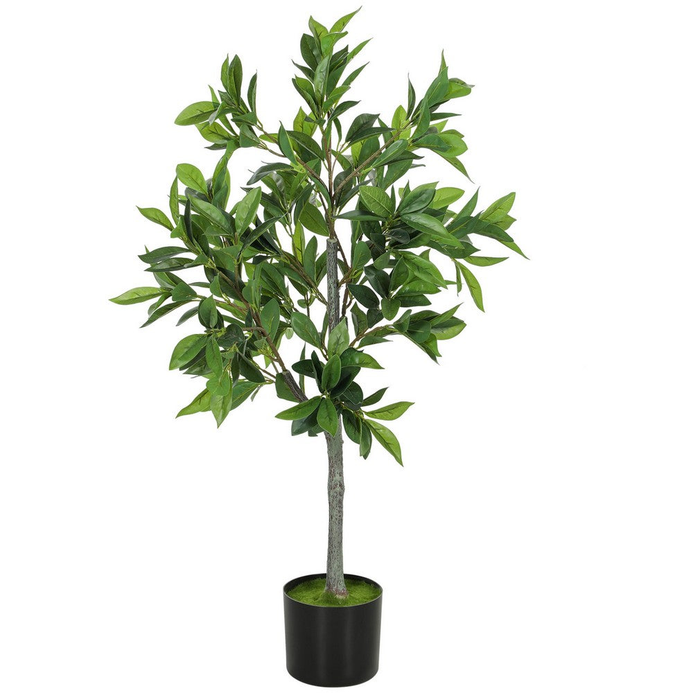 Tommy Lifelike Laurel Artificial Tree w Cement-Filled Pot | Green 35"