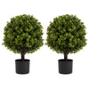 Yana Boxwood Topiary Tree with Pot | Set of 2 | Green Poly Silk 22"