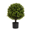 Yana Boxwood Topiary Tree with Pot | Set of 2 | Green Poly Silk 22"