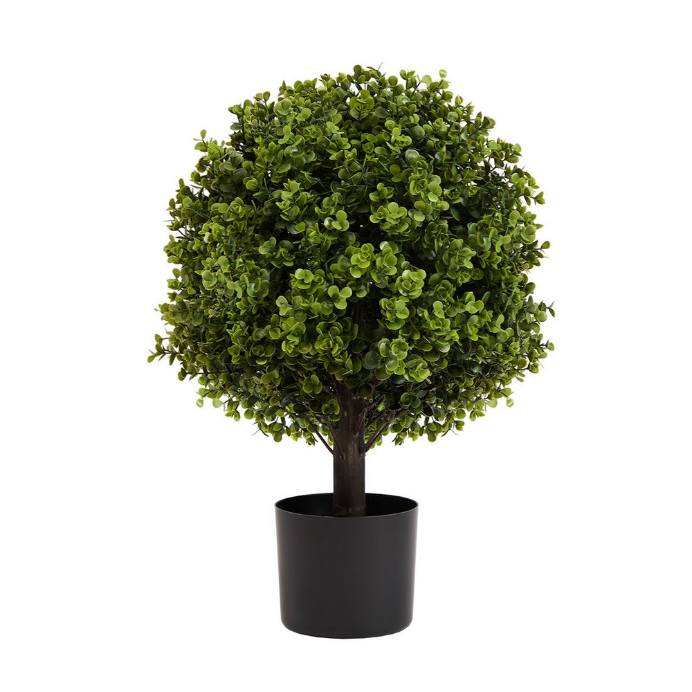 Yana Boxwood Topiary Tree with Pot | Set of 2 | Green Poly Silk 22"
