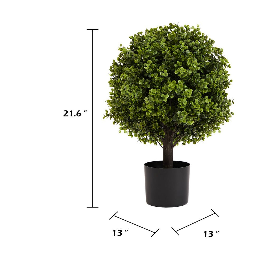 Yana Boxwood Topiary Tree with Pot | Set of 2 | Green Poly Silk 22"