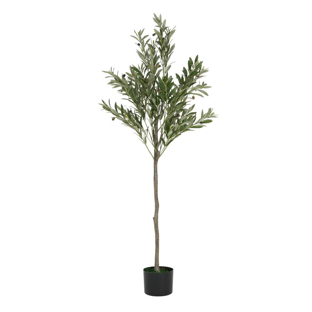 Arya Modern Faux Olive Tree | Realistic Leaves | Green Poly Silk 66"