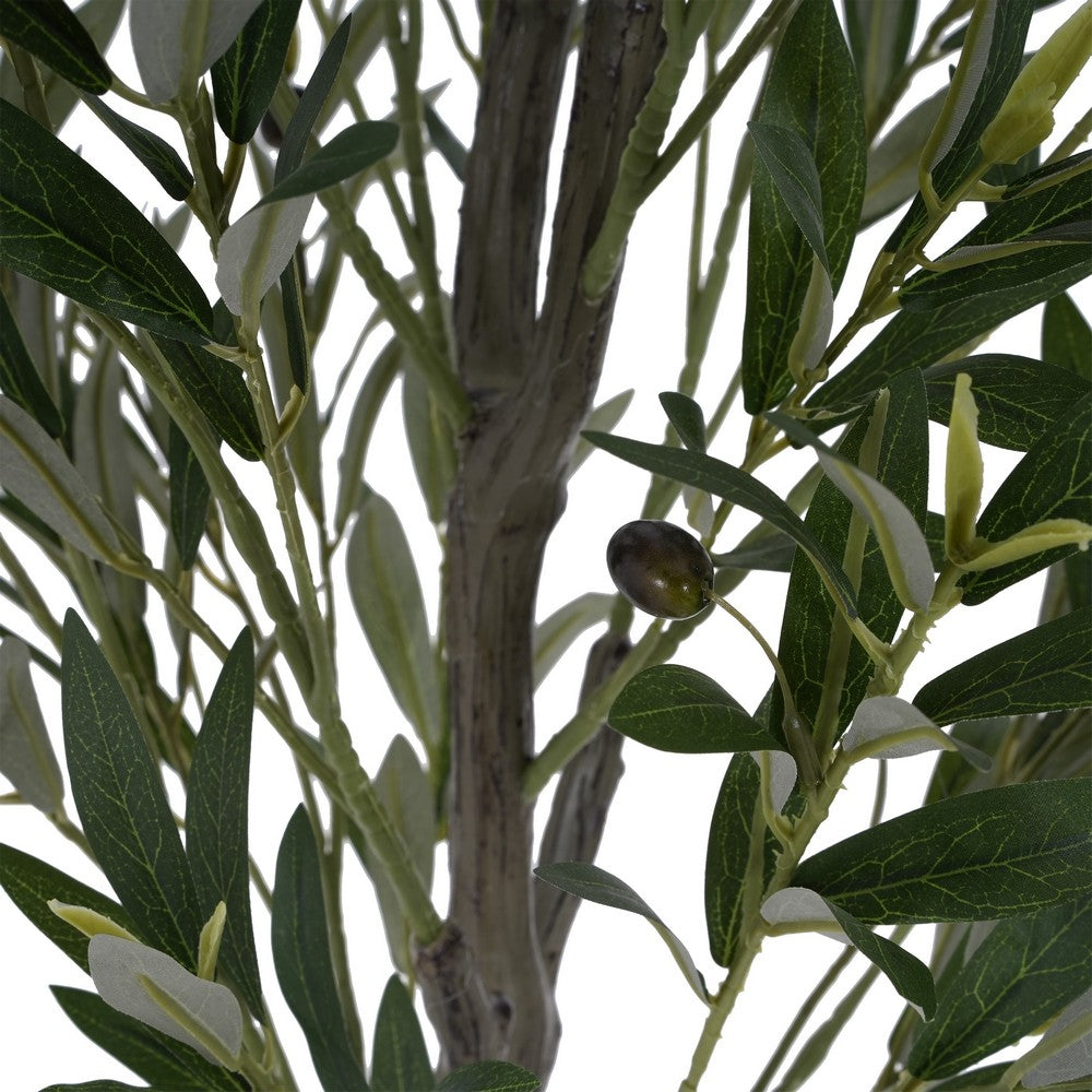Arya Modern Faux Olive Tree | Realistic Leaves | Green Poly Silk 66"