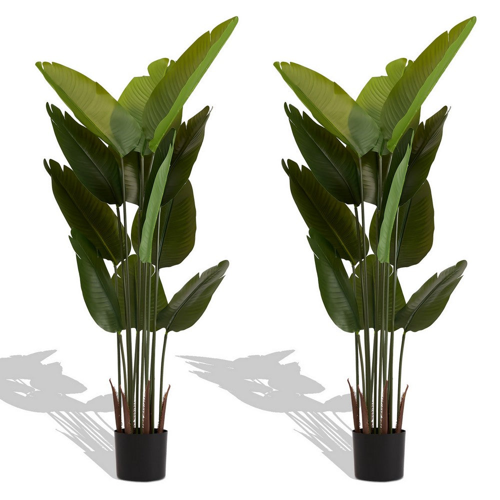 James Artificial Bird of Paradise Palm Tree | Set of 2 | Green 63"