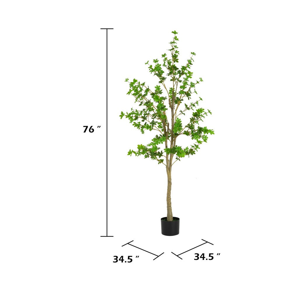 Dyna Artificial Enkianthus Tree with Pot | Green Poly Silk 76"