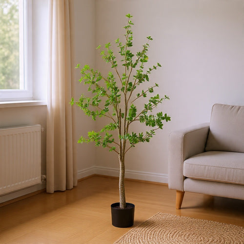 Dyna Artificial Enkianthus Tree with Pot | Green Poly Silk 76"