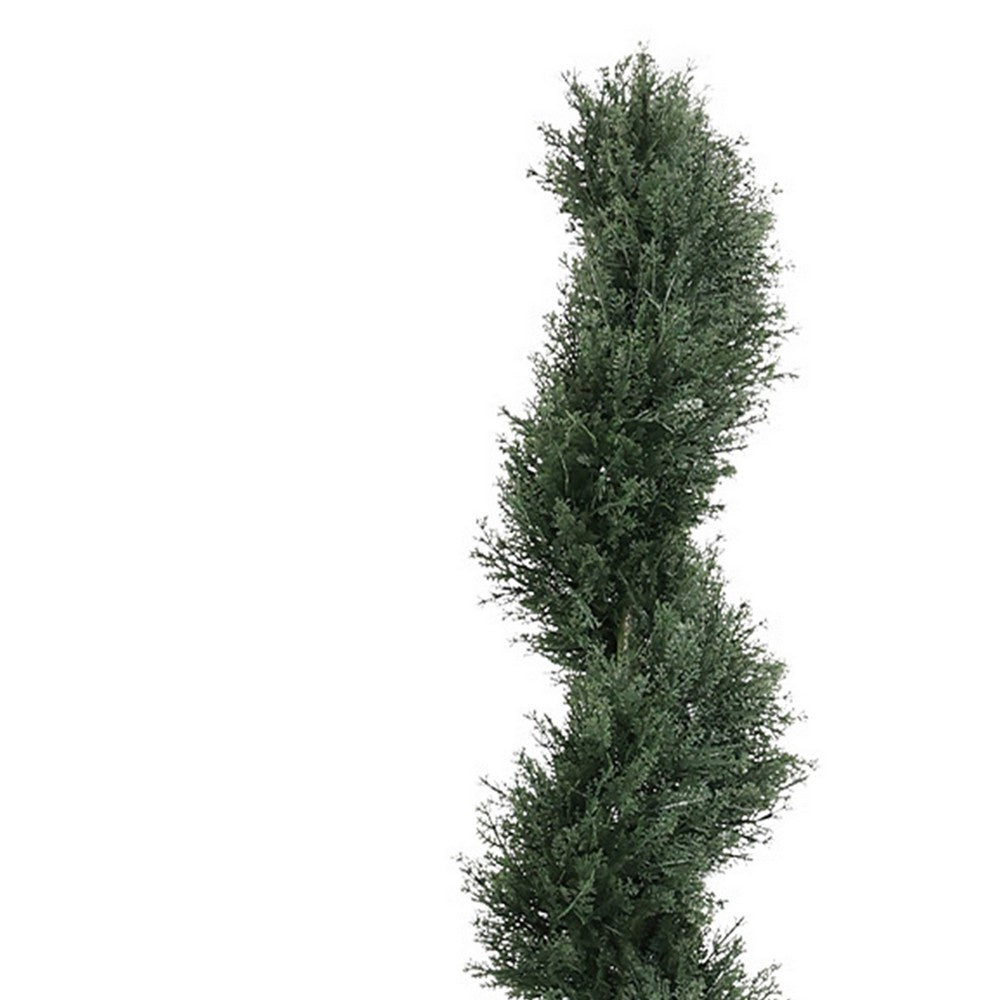 Syna Spiral Artificial Cedar Tree w Pot | Set of 2 | Green Poly Silk 71"