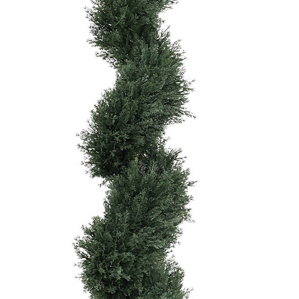 Syna Spiral Artificial Cedar Tree w Pot | Set of 2 | Green Poly Silk 71"
