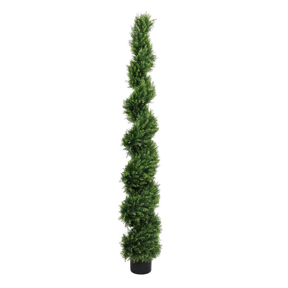 Syna Spiral Cedar Tree | Set of 2 | Two-Tone Green Poly Silk 71"