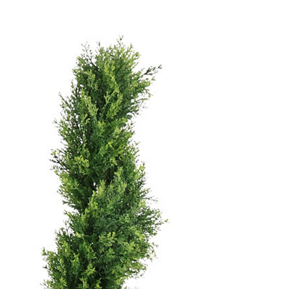 Syna Spiral Cedar Tree | Set of 2 | Two-Tone Green Poly Silk 71"