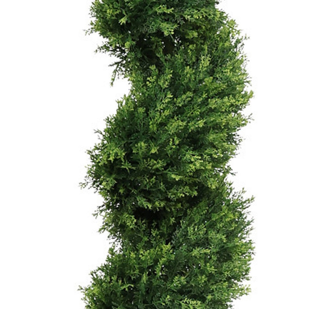 Syna Spiral Cedar Tree | Set of 2 | Two-Tone Green Poly Silk 71"