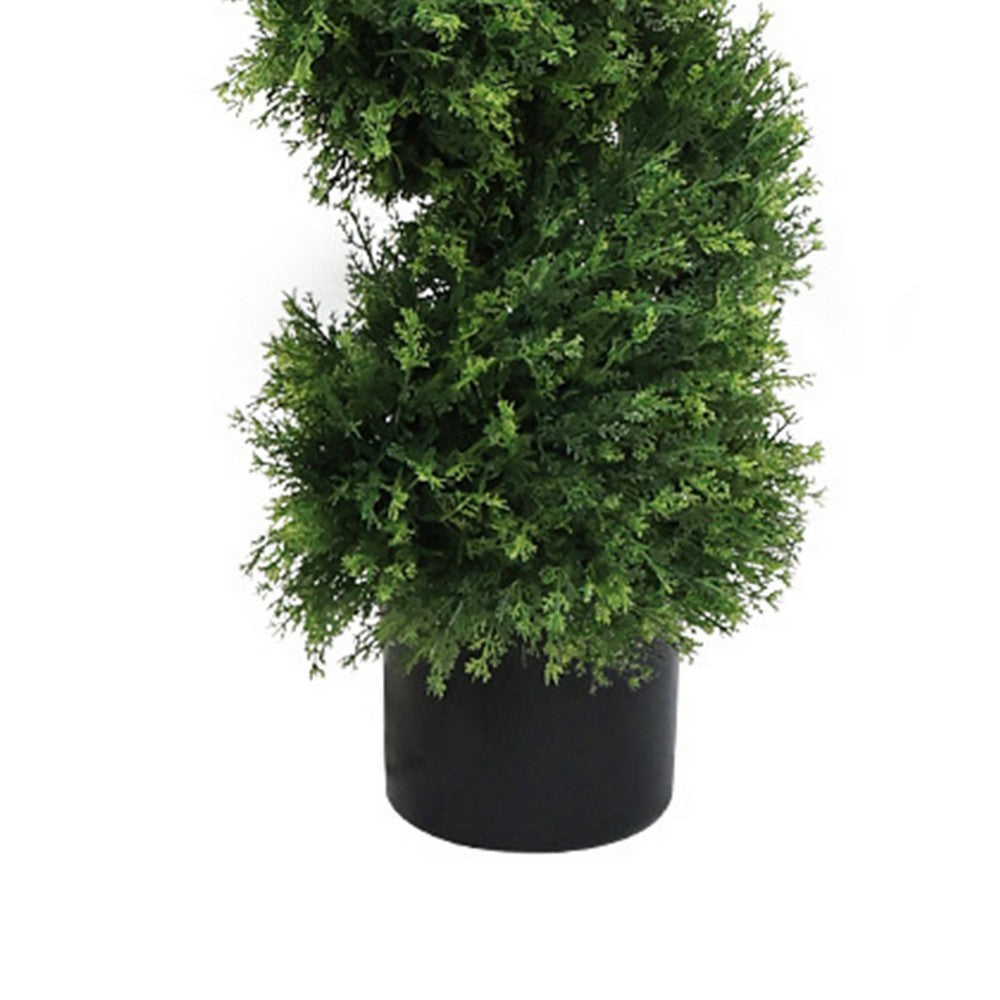 Syna Spiral Cedar Tree | Set of 2 | Two-Tone Green Poly Silk 71"