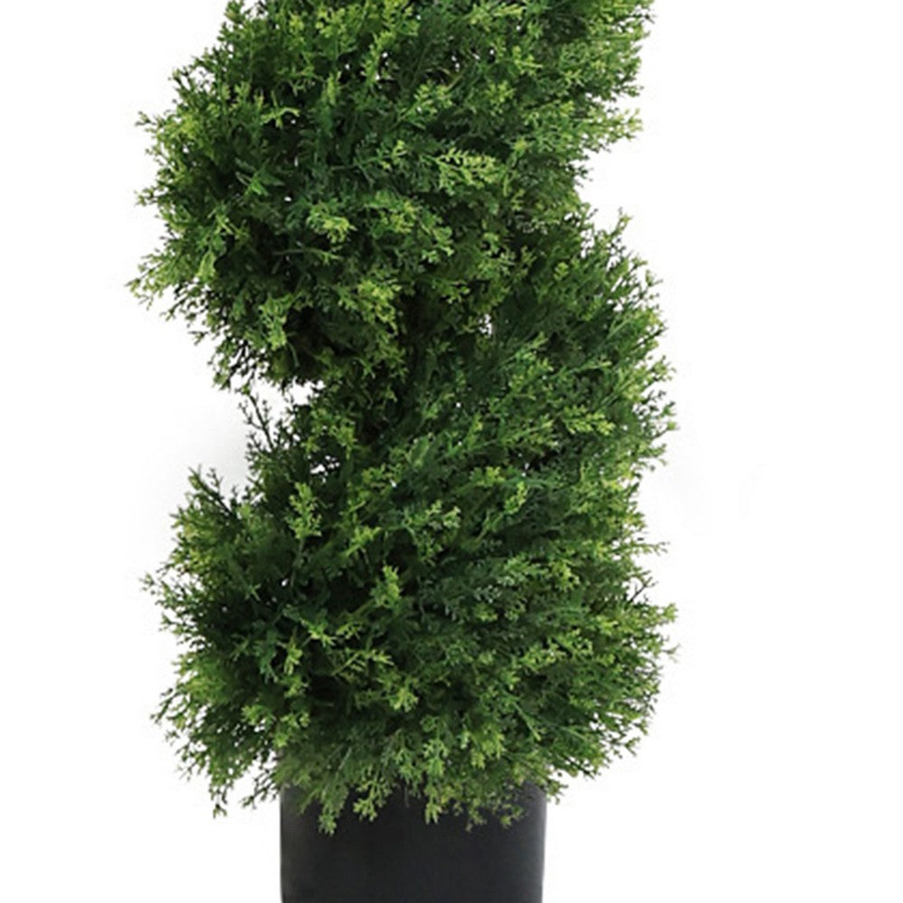 Syna Spiral Cedar Tree | Set of 2 | Two-Tone Green Poly Silk 71"