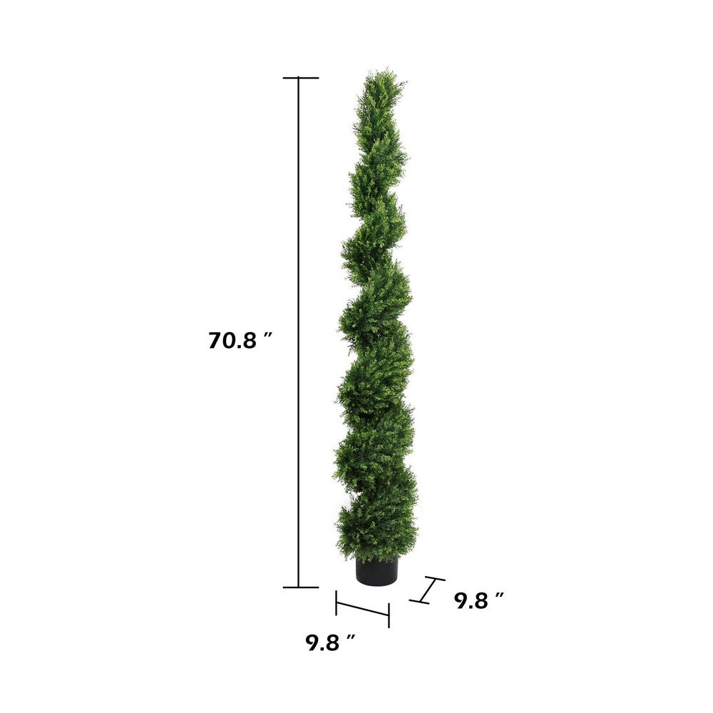Syna Spiral Cedar Tree | Set of 2 | Two-Tone Green Poly Silk 71"