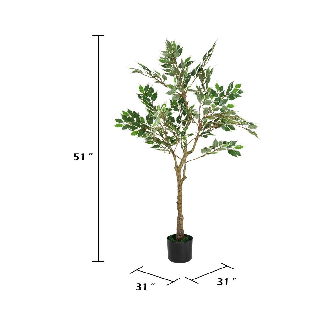 Serena Artificial Ficus Tree with Pot | Green Poly Silk 51"