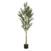Arya Modern Faux Olive Tree | Realistic Leaves | Green Poly Silk 71"