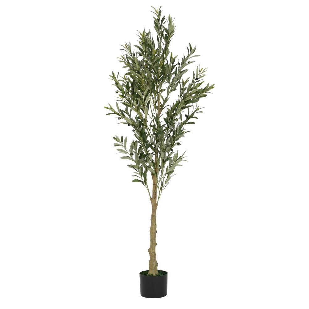 Arya Modern Faux Olive Tree | Realistic Leaves | Green Poly Silk 71"