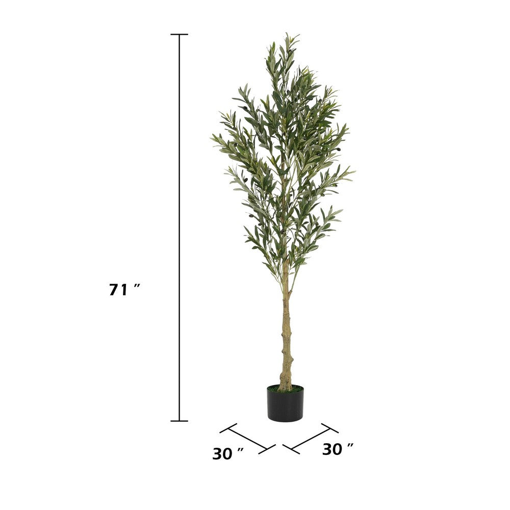 Arya Modern Faux Olive Tree | Realistic Leaves | Green Poly Silk 71"