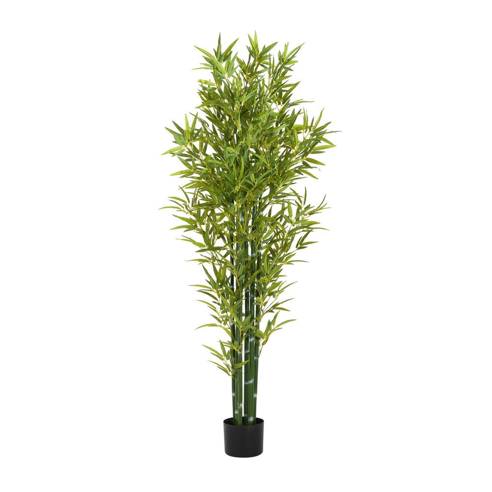 Nadia Faux Bamboo Plant Set | Iron Frame | Green Poly Silk 72"