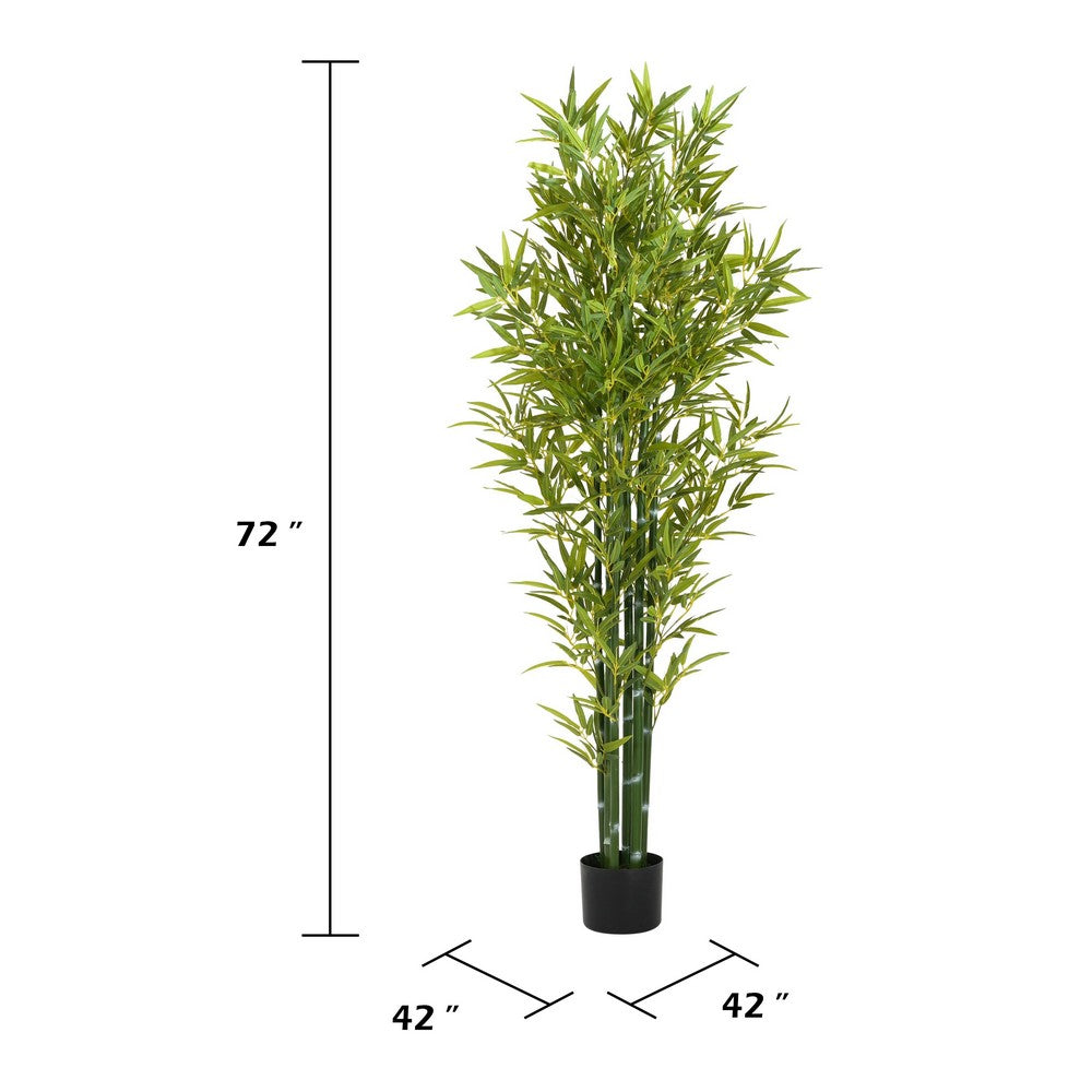 Nadia Faux Bamboo Plant Set | Iron Frame | Green Poly Silk 72"