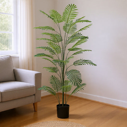 Rita Artificial Palm Tree | Black Poly Silk | Green Poly Silk 86"