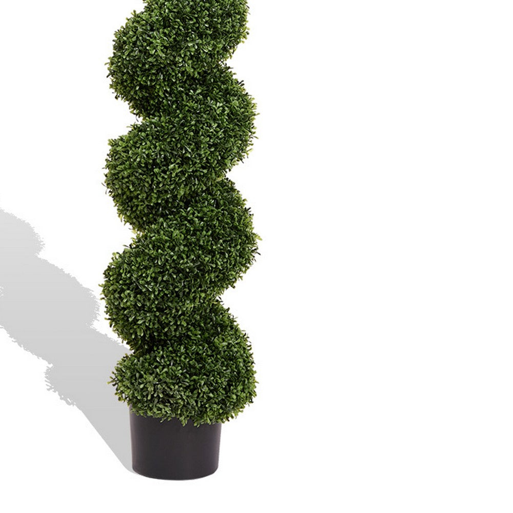 Khloe 7 Ft Boxwood Topiary | Spiral Design | Green Poly Silk 83"