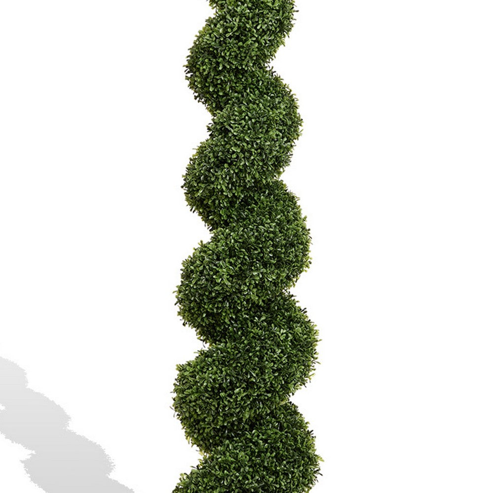 Khloe 7 Ft Boxwood Topiary | Spiral Design | Green Poly Silk 83"