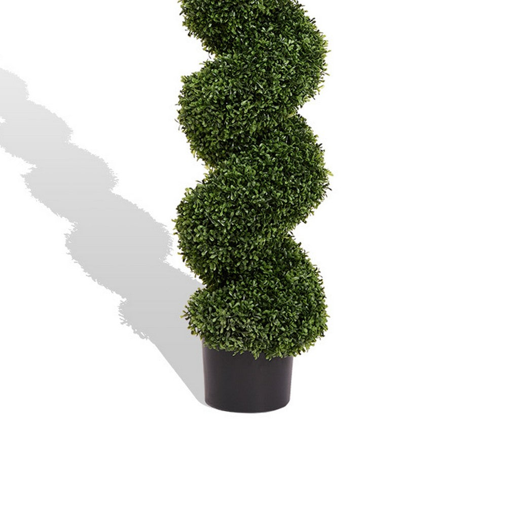 Khloe 7 Ft Boxwood Topiary | Spiral Design | Green Poly Silk 83"