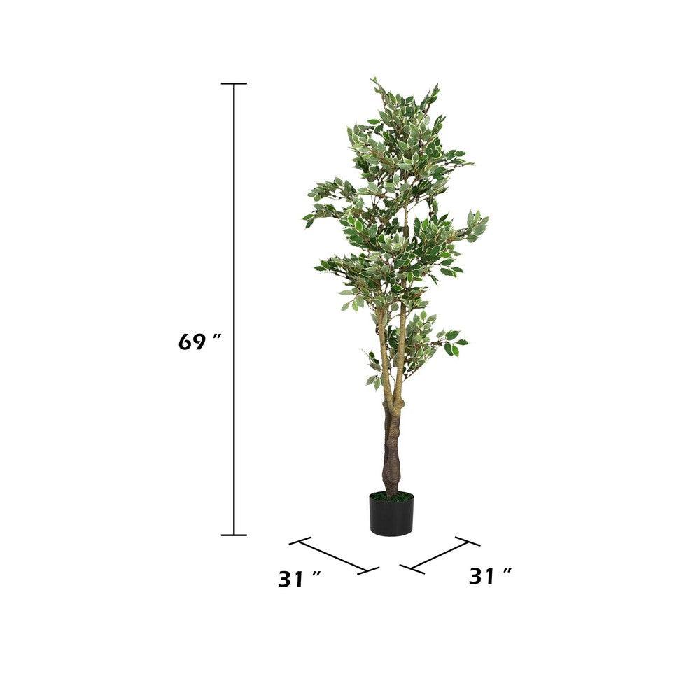 Serena Artificial Ficus Tree with Pot | Green Poly Silk 69"
