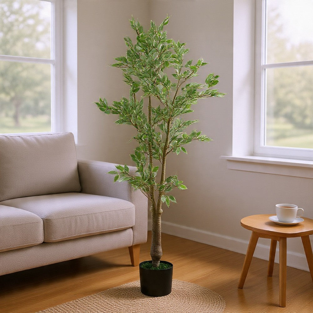 Serena Artificial Ficus Tree with Pot | Green Poly Silk 69"