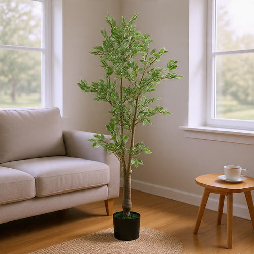 Serena Artificial Ficus Tree with Pot | Green Poly Silk 69"