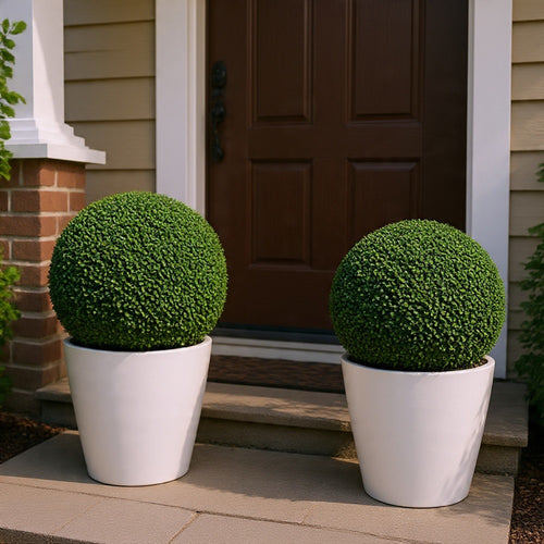 Sophie Faux Boxwood Topiary Balls | Set of 2 | Green Poly Silk 23"