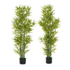 Nadia Faux Bamboo Plant Set | Iron Frame | Green Poly Silk 61"