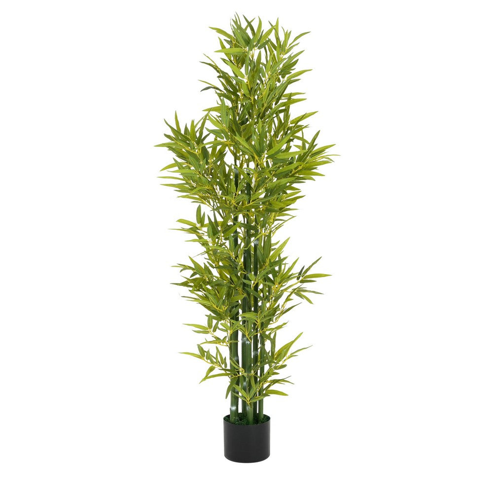 Nadia Faux Bamboo Plant Set | Iron Frame | Green Poly Silk 61"
