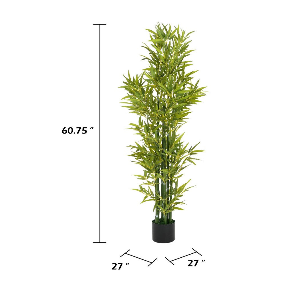 Nadia Faux Bamboo Plant Set | Iron Frame | Green Poly Silk 61"