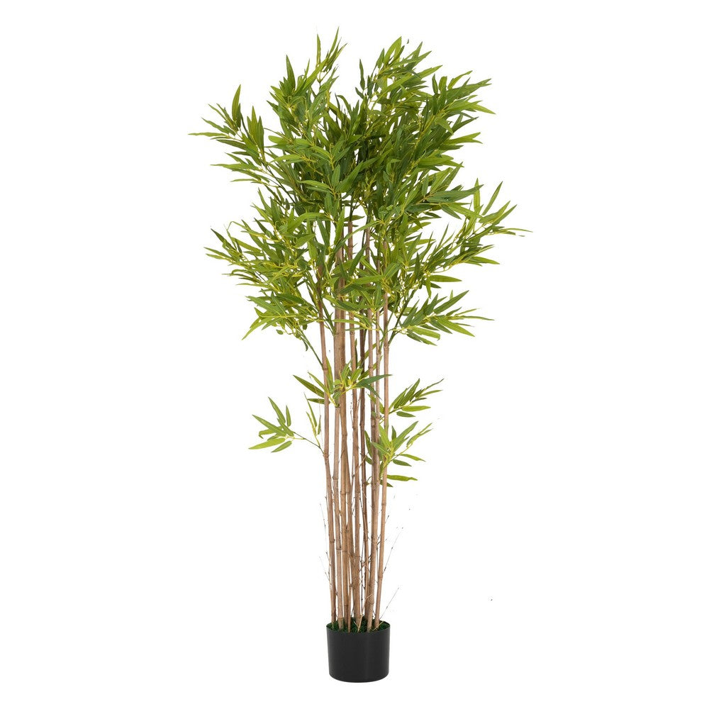 Nadia Artificial Bamboo Plant | Iron Frame | Green Poly Silk 70"