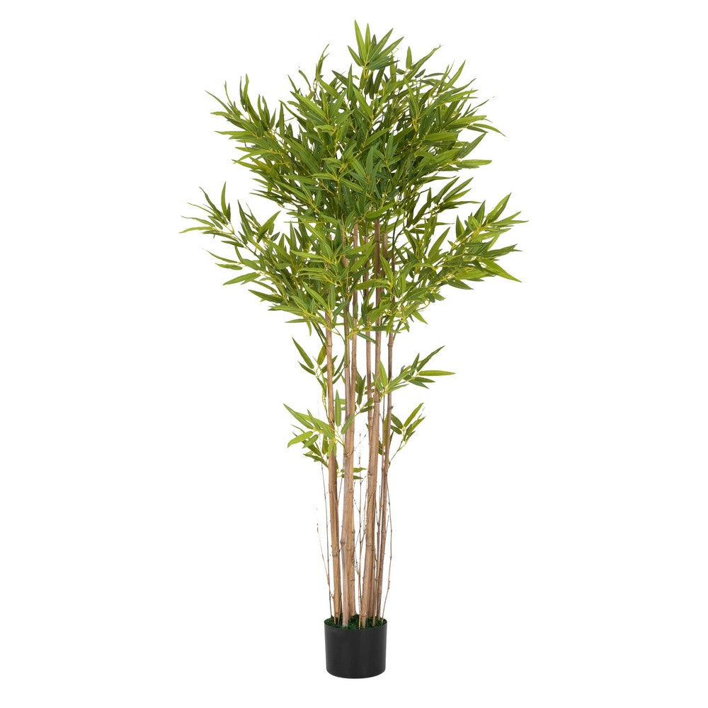 Nadia Artificial Bamboo Plant | Iron Frame | Green Poly Silk 70"