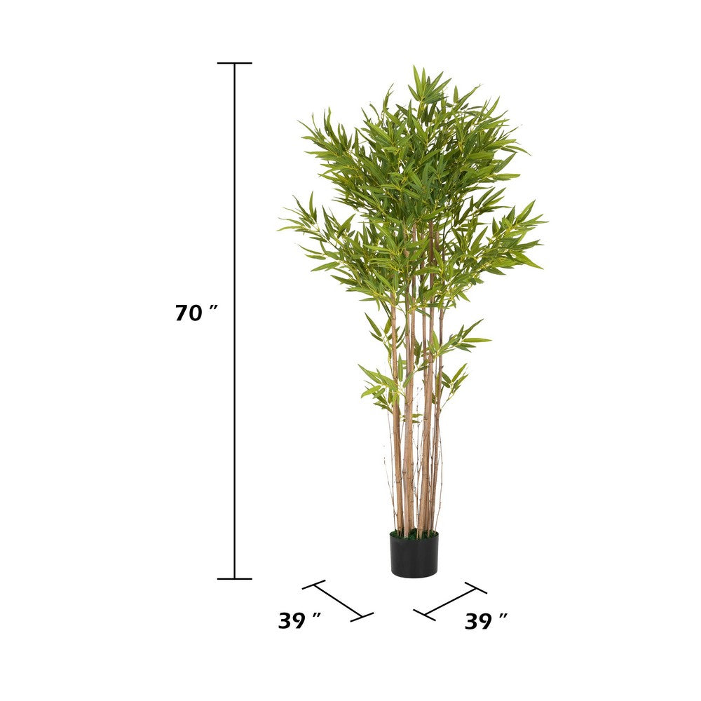 Nadia Artificial Bamboo Plant | Iron Frame | Green Poly Silk 70"