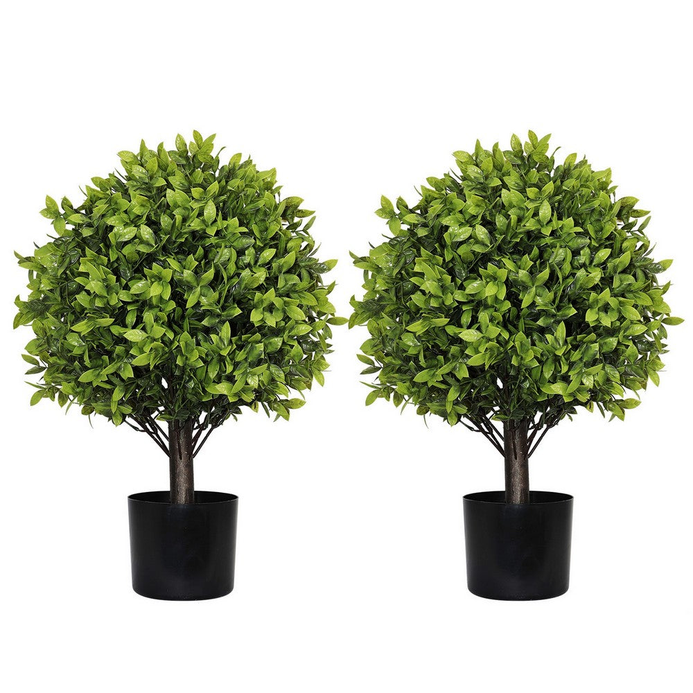 Manto Boxwood Topiary Ball Trees | Set of 2 | Green Poly Silk 22"