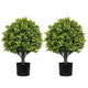 Manto Boxwood Topiary Ball Trees | Set of 2 | Green Poly Silk 22"