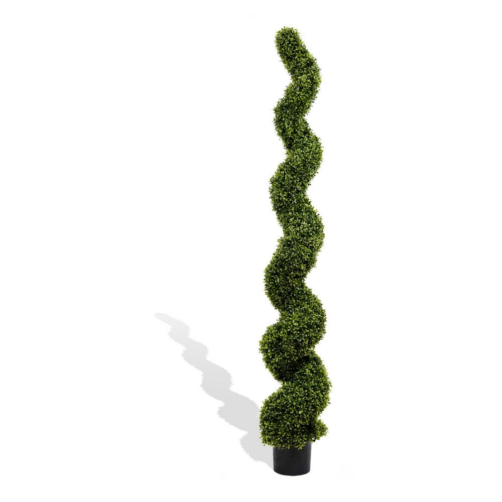 Vena 6 Ft Outdoor Spiral Topiary Tree | Set of 2 | Green Poly Silk 71"