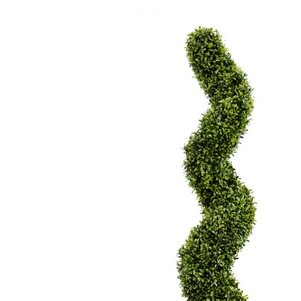 Vena 6 Ft Outdoor Spiral Topiary Tree | Set of 2 | Green Poly Silk 71"