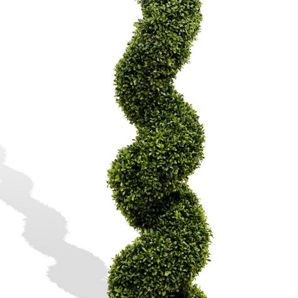 Vena 6 Ft Outdoor Spiral Topiary Tree | Set of 2 | Green Poly Silk 71"