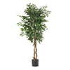 Karen Artificial Ficus Tree w Twisted Trunk | Green Poly Silk-Iron 59"