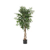 Karen Artificial Ficus Tree w Twisted Trunk | Green Poly Silk-Iron 59"