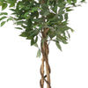 Karen Artificial Ficus Tree w Twisted Trunk | Green Poly Silk-Iron 59"